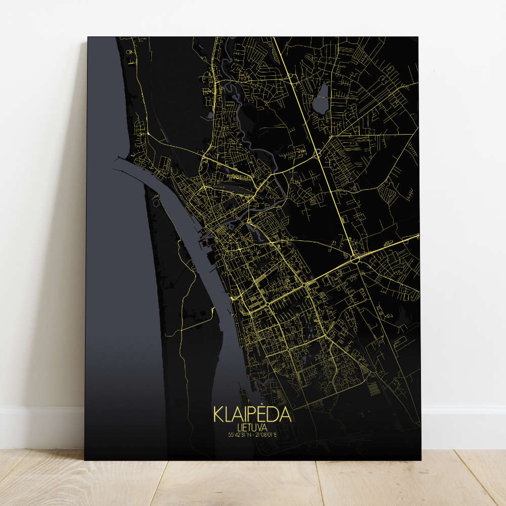 Mapospheres Klaipeda Night Design full page design canvas city map