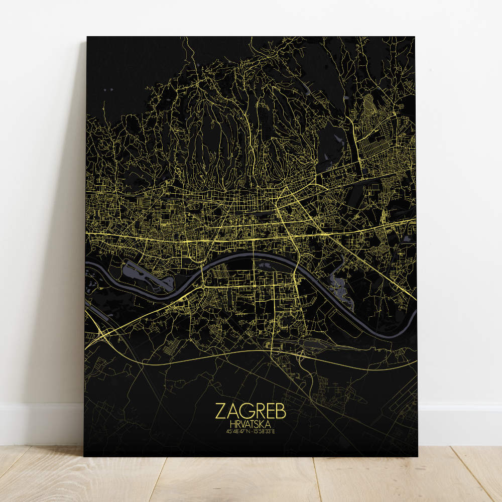 Mapospheres Zagreb Night Design full page design canvas city map