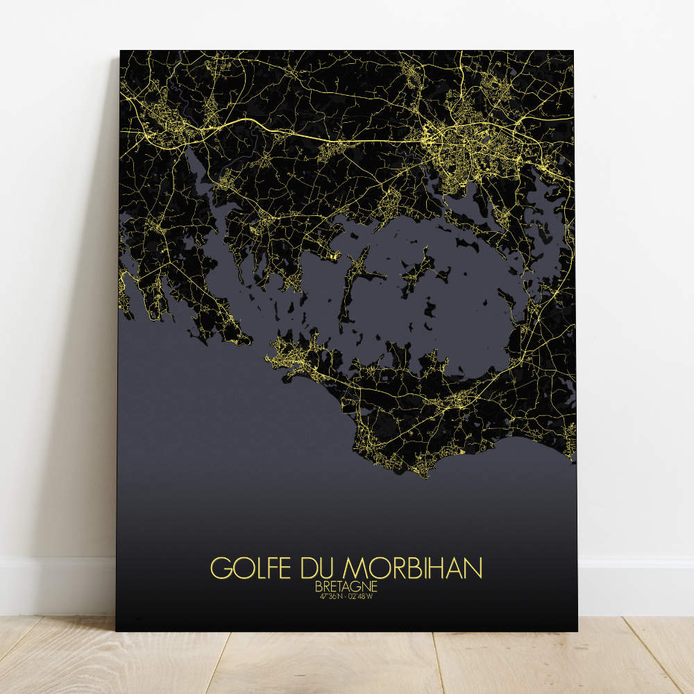 Mapospheres the Gulf of Morbihan Night Design full page design canvas city map