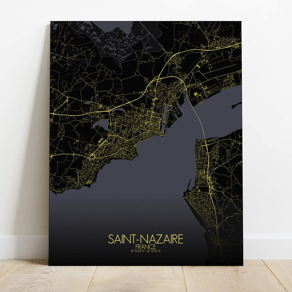 Mapospheres Saint Nazaire Night Design full page design canvas city map