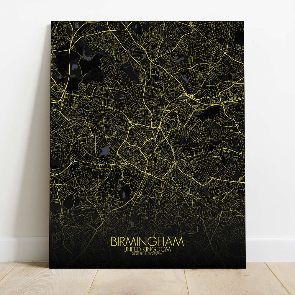 Mapospheres Birmingham Night Design full page design canvas city map