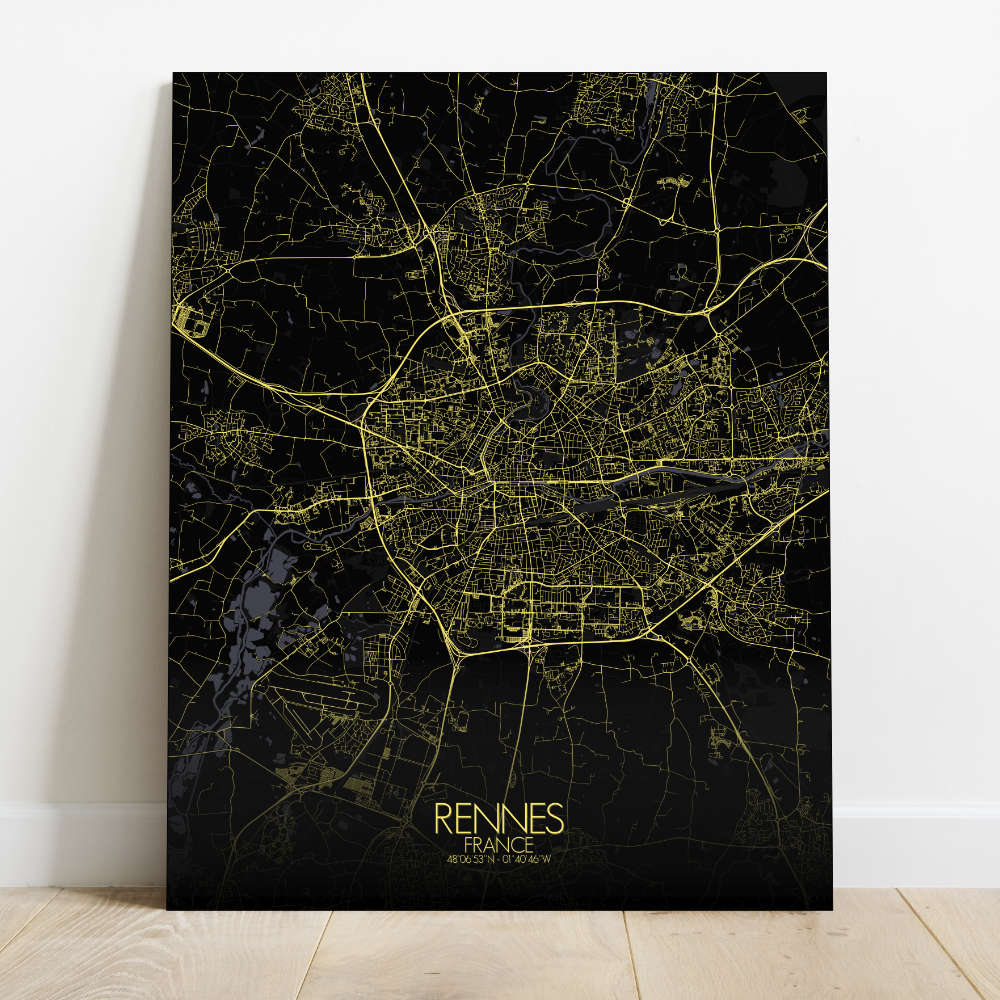 Mapospheres Rennes Night Design full page design canvas city map