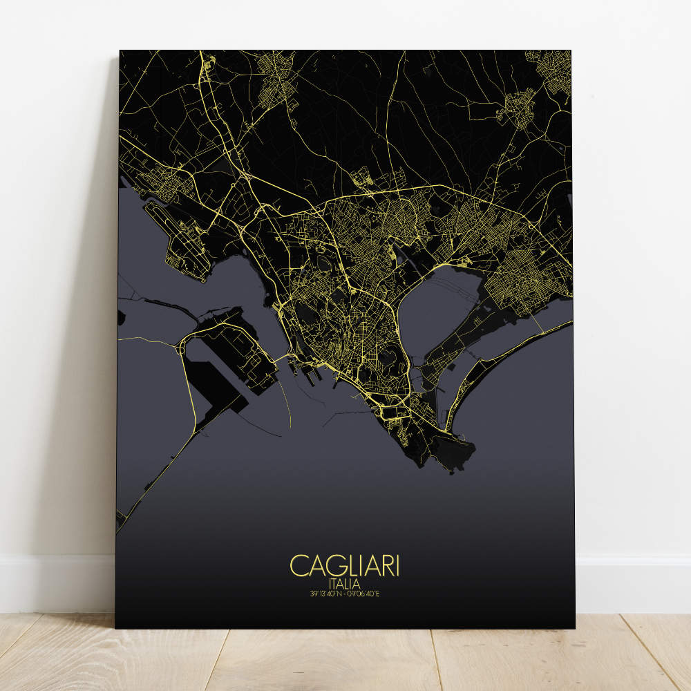Mapospheres Cagliari Night Design full page design canvas city map