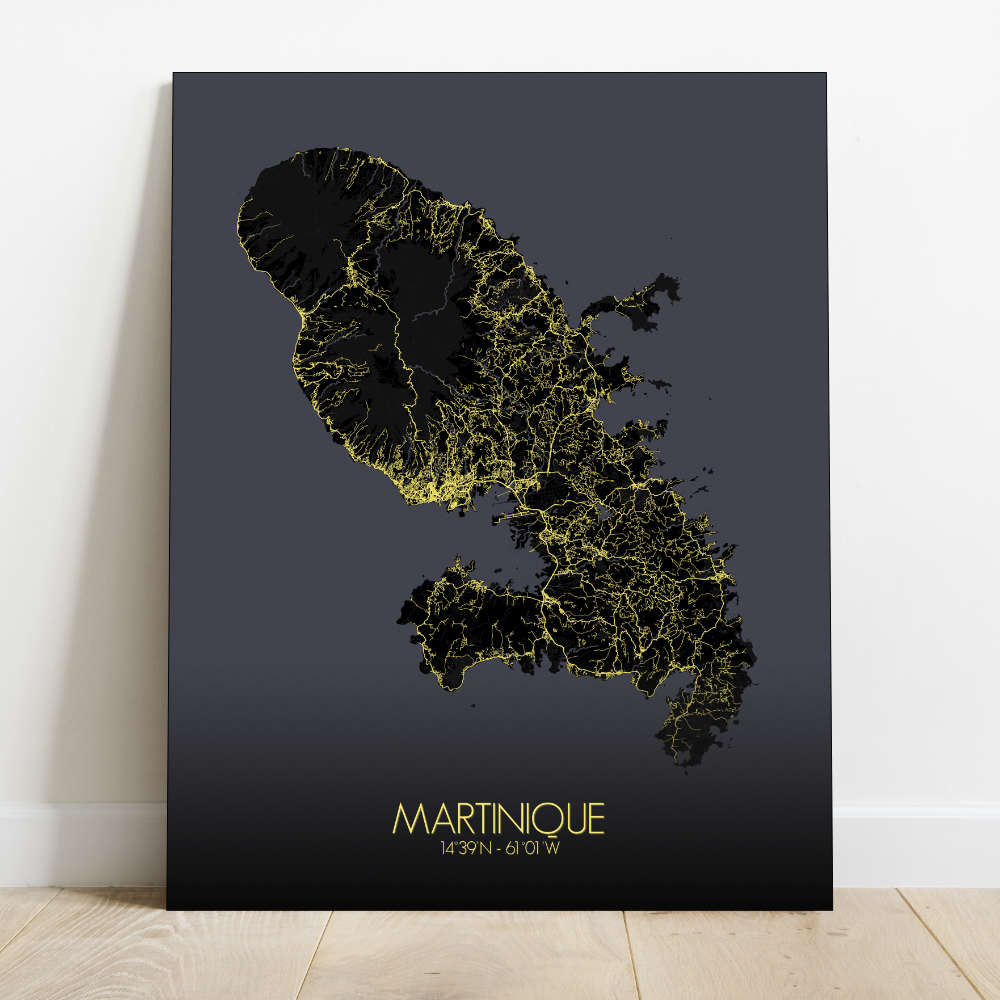 Mapospheres Martinique Night Design full page design canvas city map