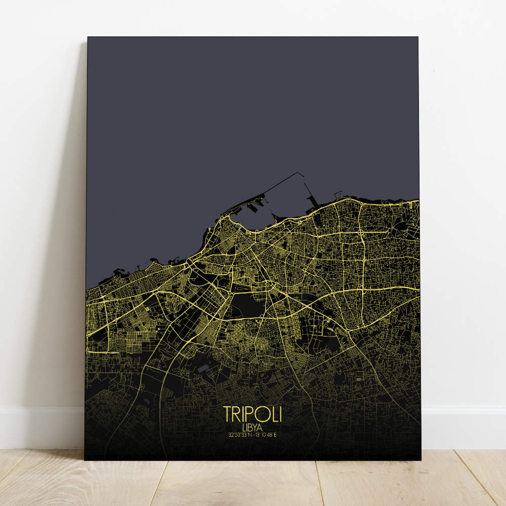 Mapospheres Tripoli Night design full page design canvas city map
