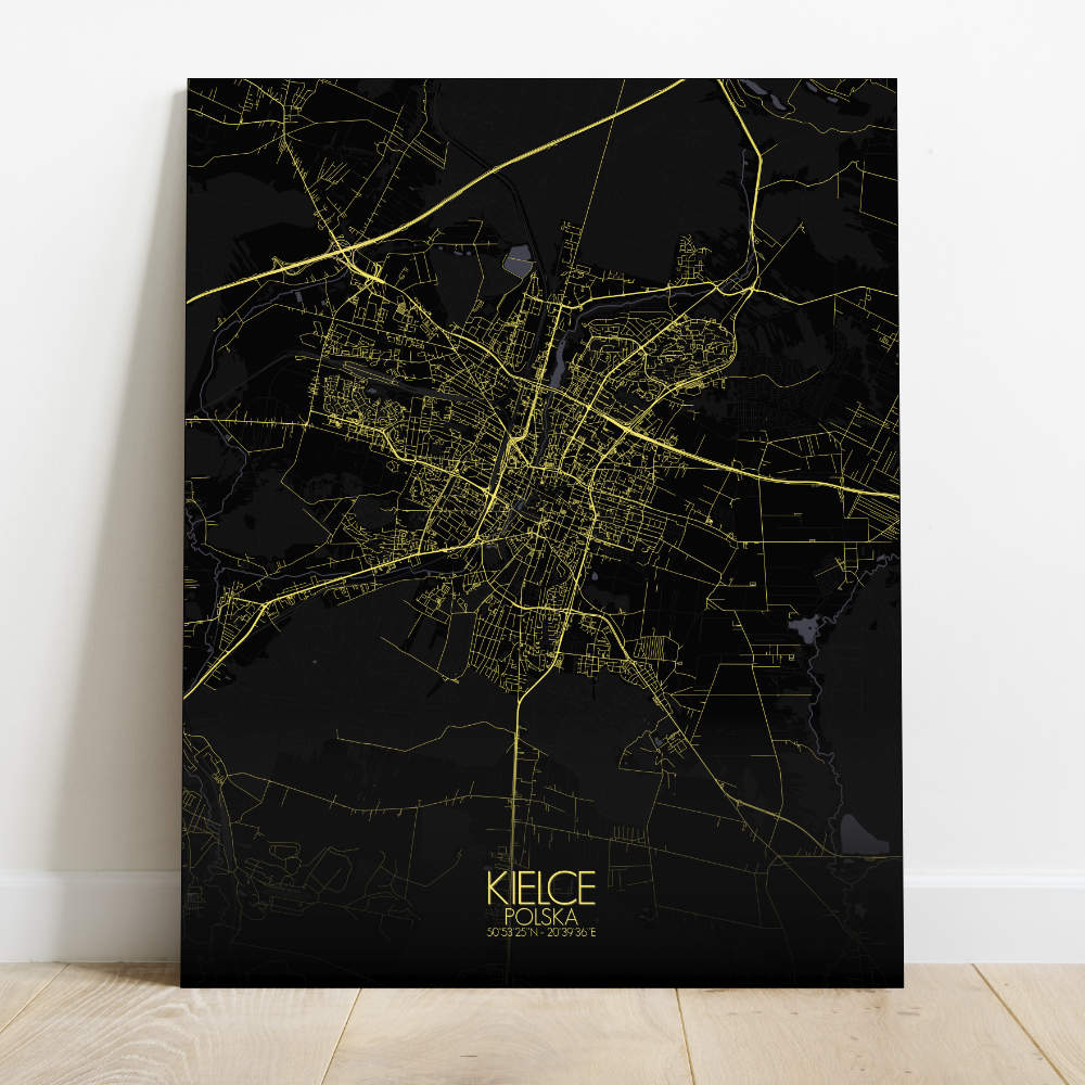 Mapospheres Kielce Night Design full page design canvas city map