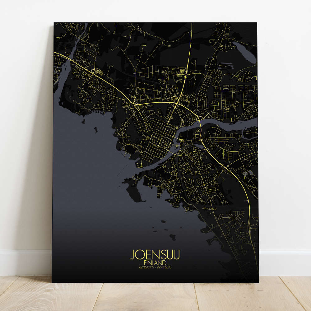 Mapospheres Joensuu Night Design full page design canvas city map