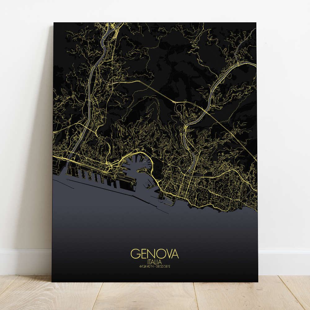 Mapospheres Genoa Night Design full page design canvas city map