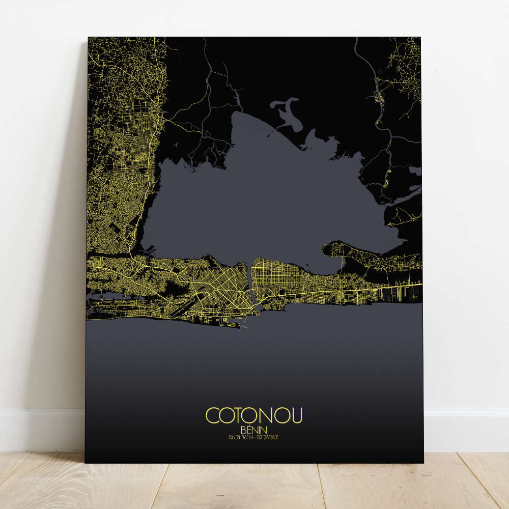 Mapospheres Cotonou Night Design full page design canvas city map