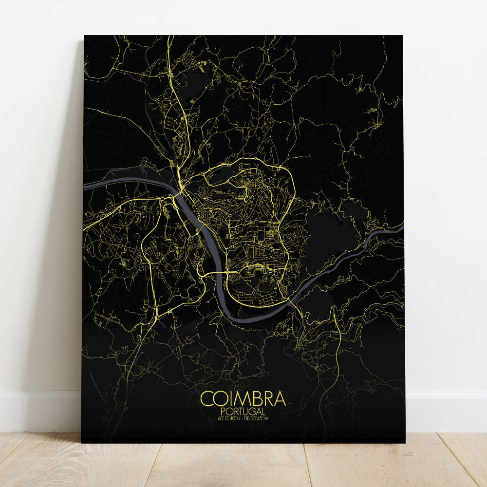 Mapospheres Coimbra Night Design full page design canvas city map