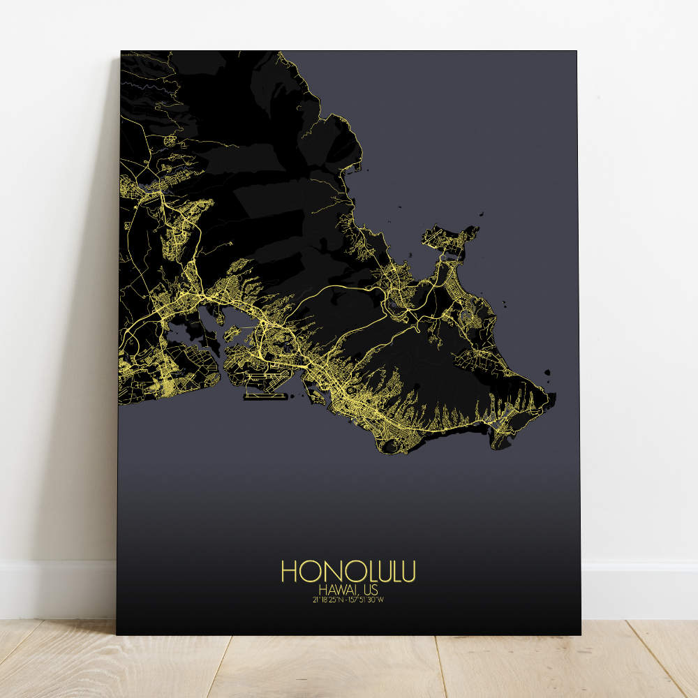 Mapospheres Honolulu Night Design full page design canvas city map