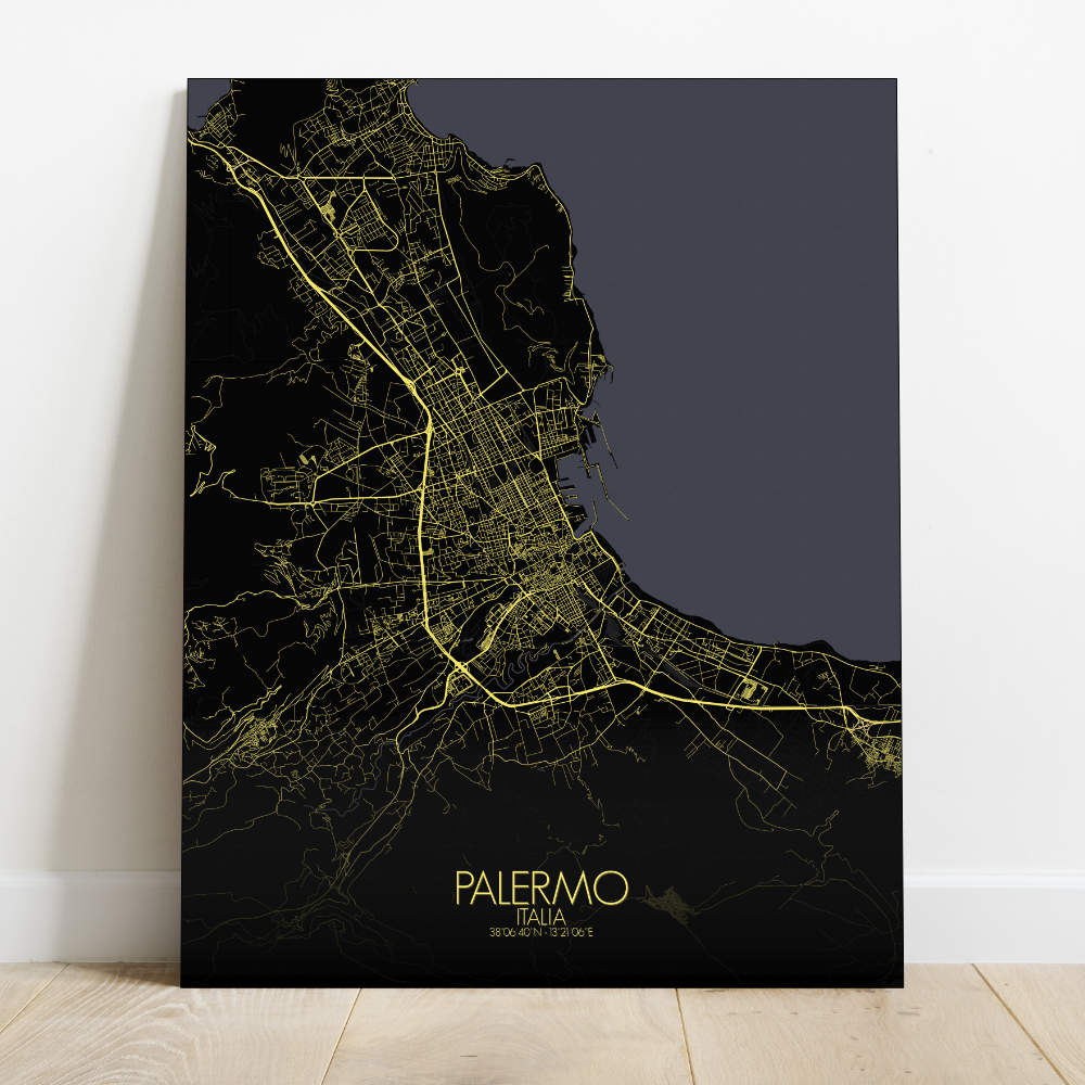Mapospheres Palermo Night Design full page design canvas city map