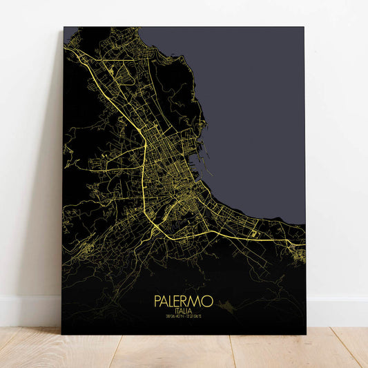 Mapospheres Palermo Night Design full page design canvas city map