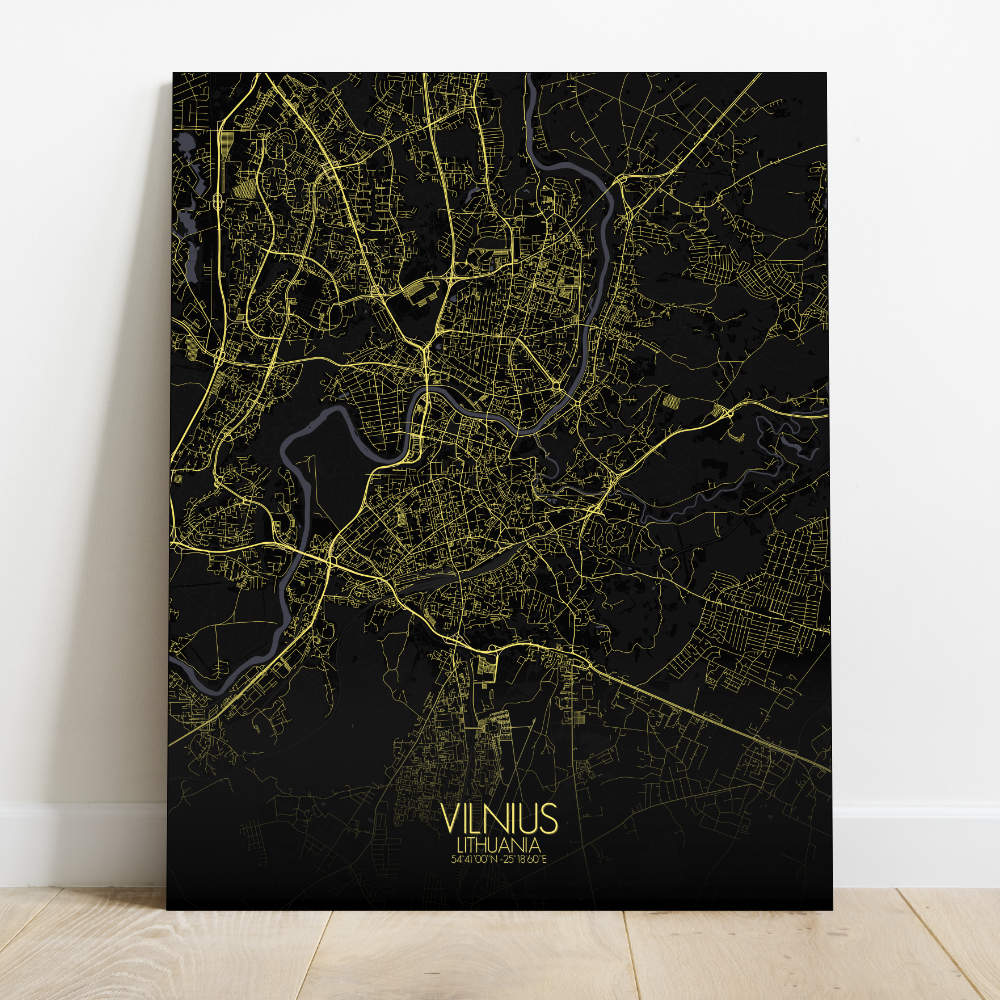 Mapospheres Vilnius Night Design full page design canvas city map
