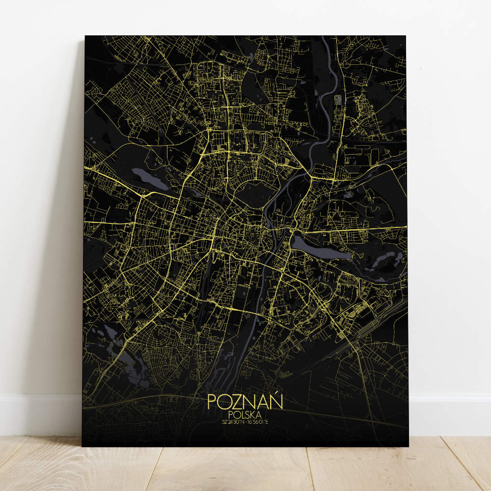 Mapospheres Poznan Night Design full page design canvas city map