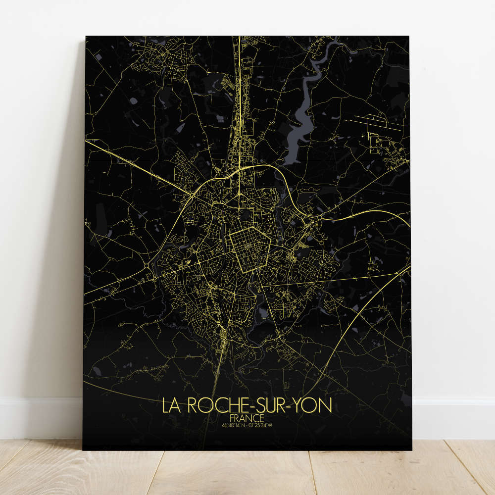 Mapospheres La Roche sur Yon Night Design full page design canvas city map
