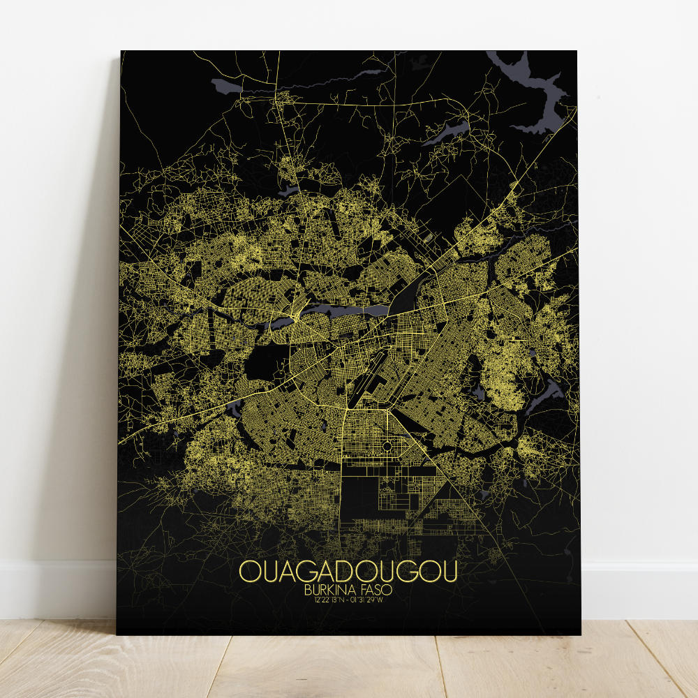 Mapospheres Ouagadougou Night Design full page design canvas city map