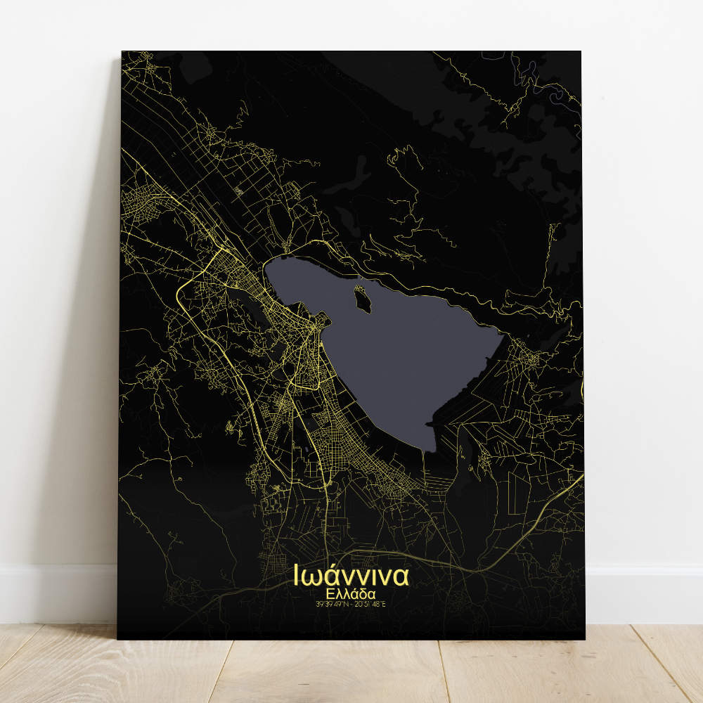 Mapospheres Ioannina Night Design full page design canvas city map