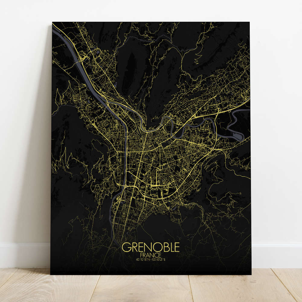 Mapospheres Grenoble Night Design full page design canvas city map