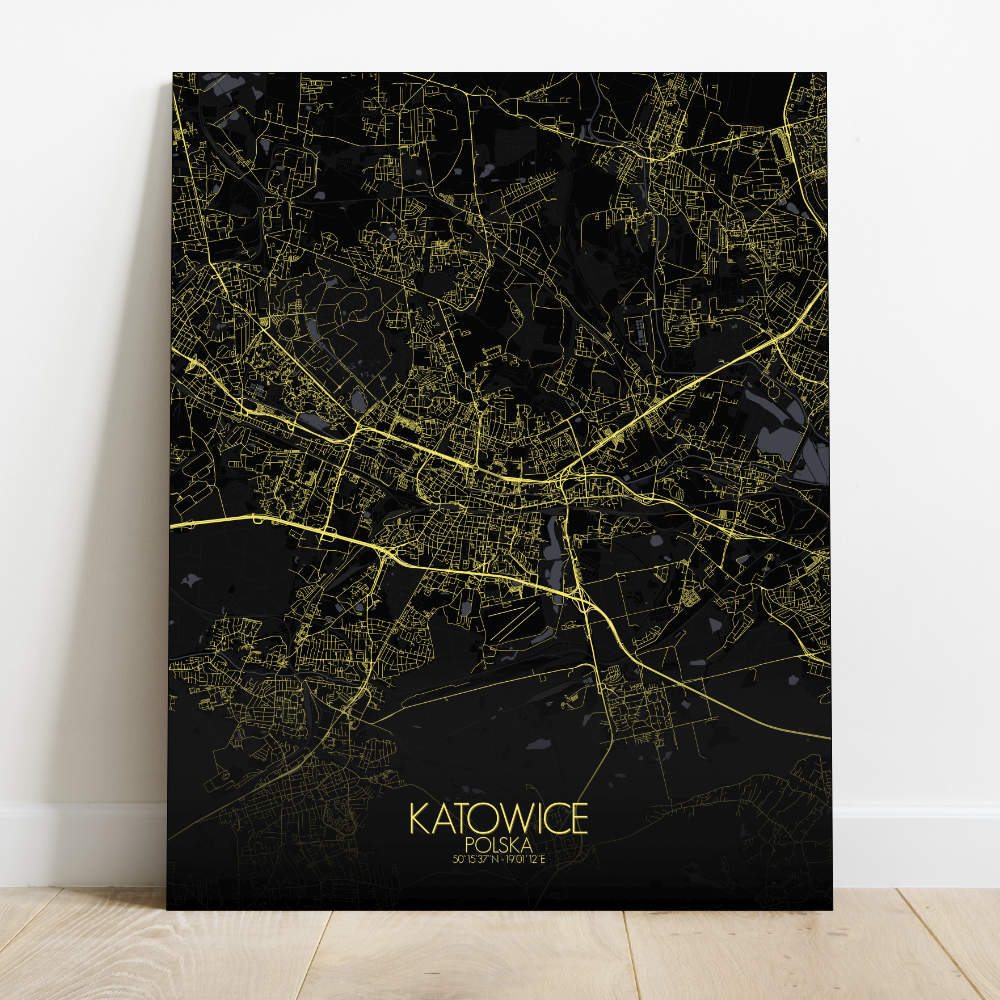 Mapospheres Katowice Night Design full page design canvas city map