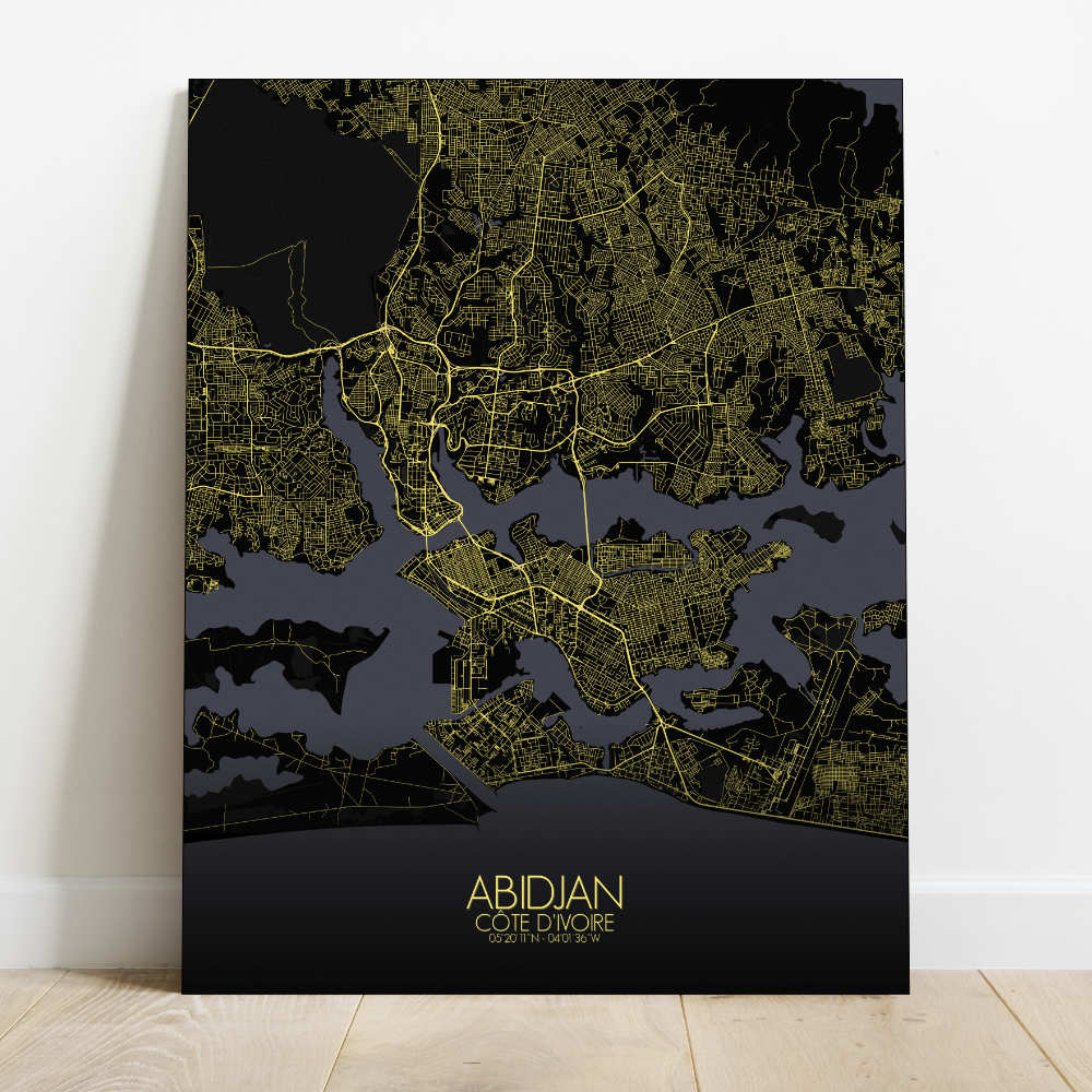 Mapospheres Abidjan Night Design full page design canvas city map