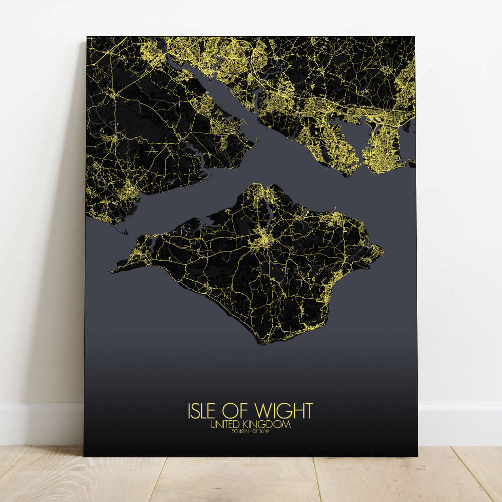 Mapospheres Isle of Wight Night Design full page design canvas city map