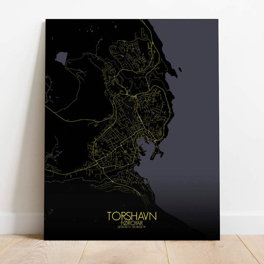 Mapospheres Torshavn Night Design full page design canvas city map