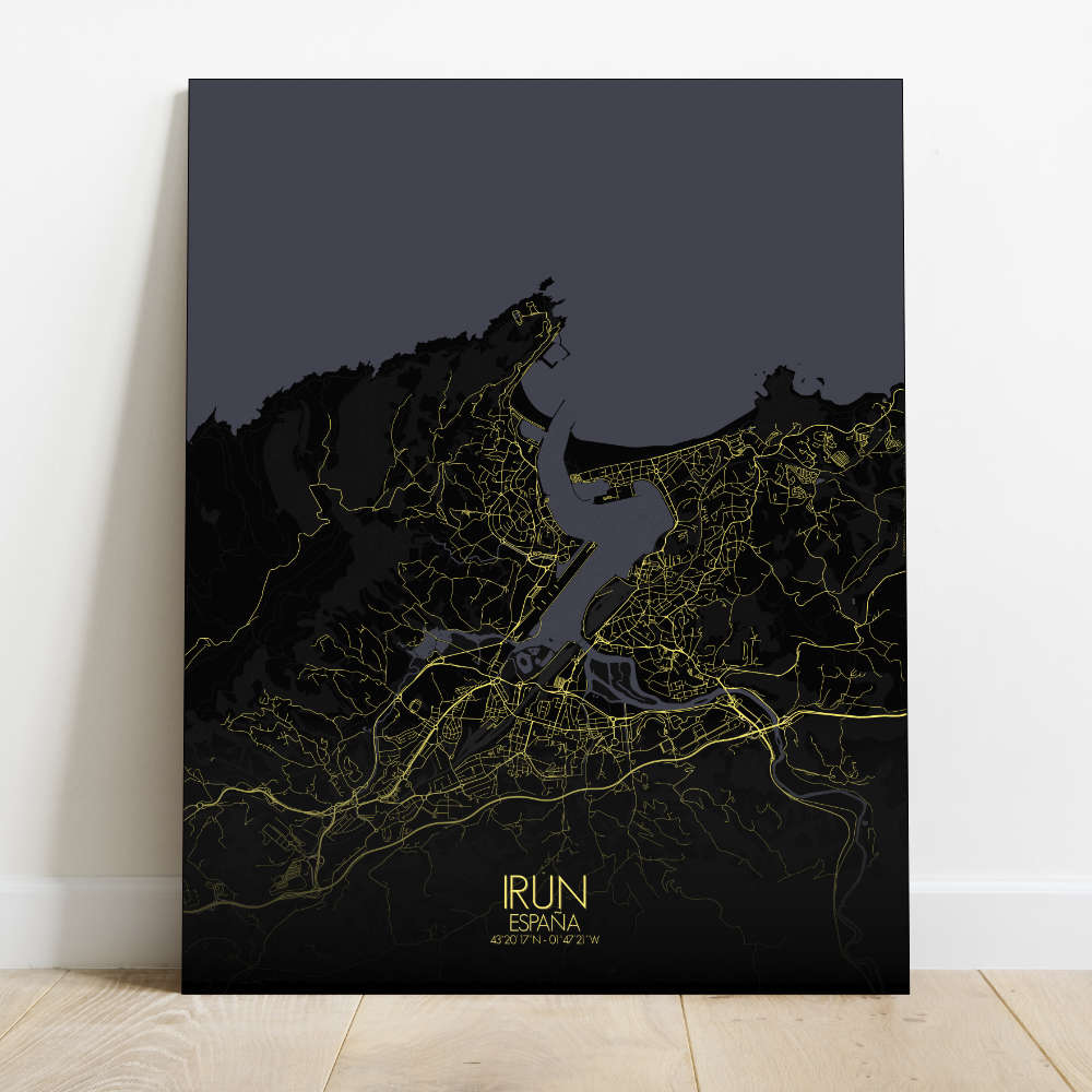 Mapospheres Irun Night Design full page design canvas city map