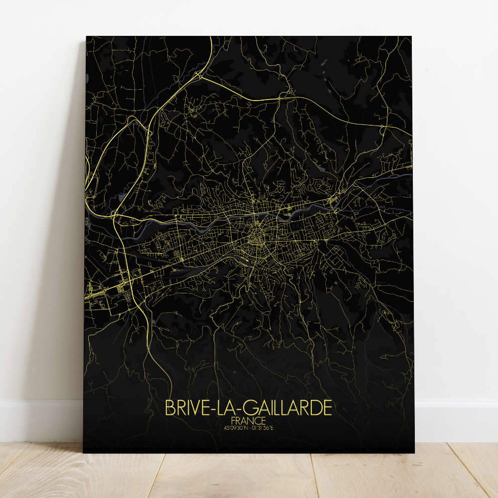 Mapospheres Brive Night Design full page design canvas city map