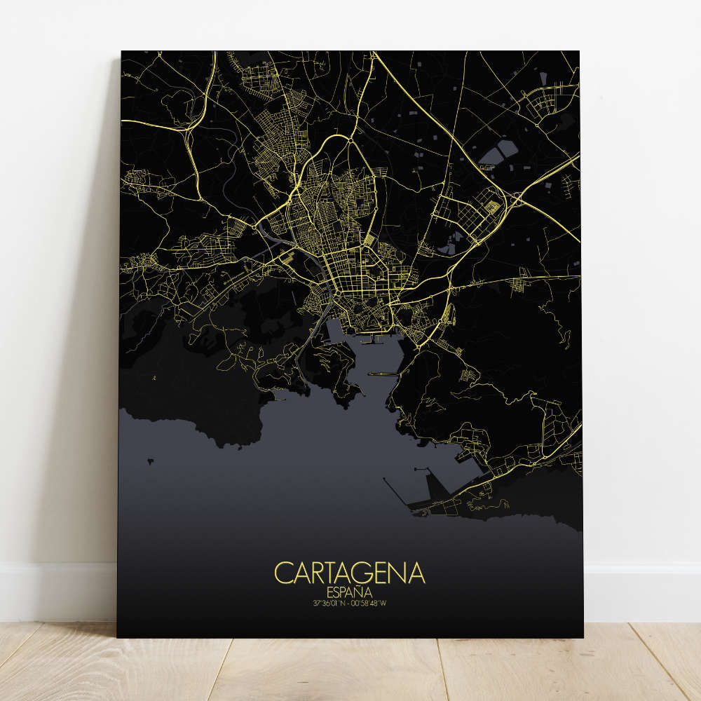 Mapospheres Cartagena Red dark round shape design canvas city map