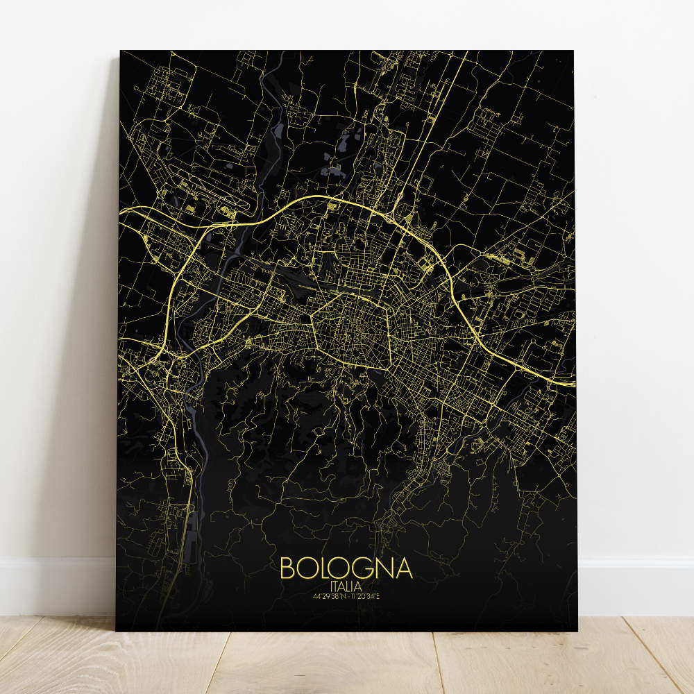 Mapospheres Bologna Night Design full page design canvas city map