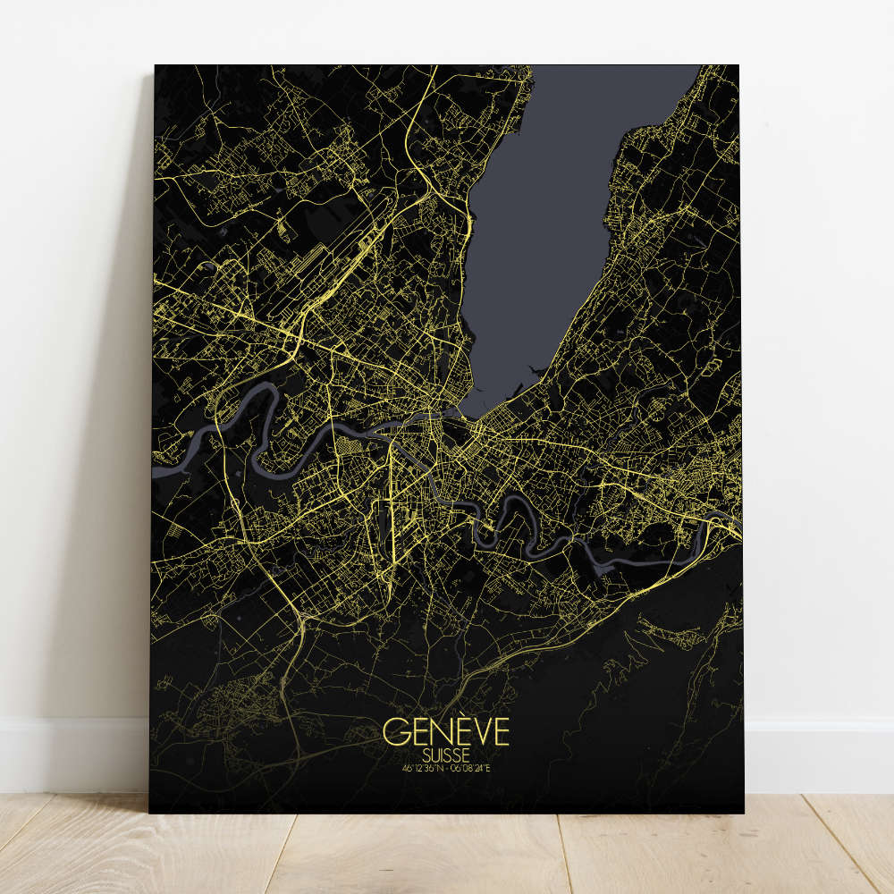 Mapospheres Geneva Night Design full page design canvas city map