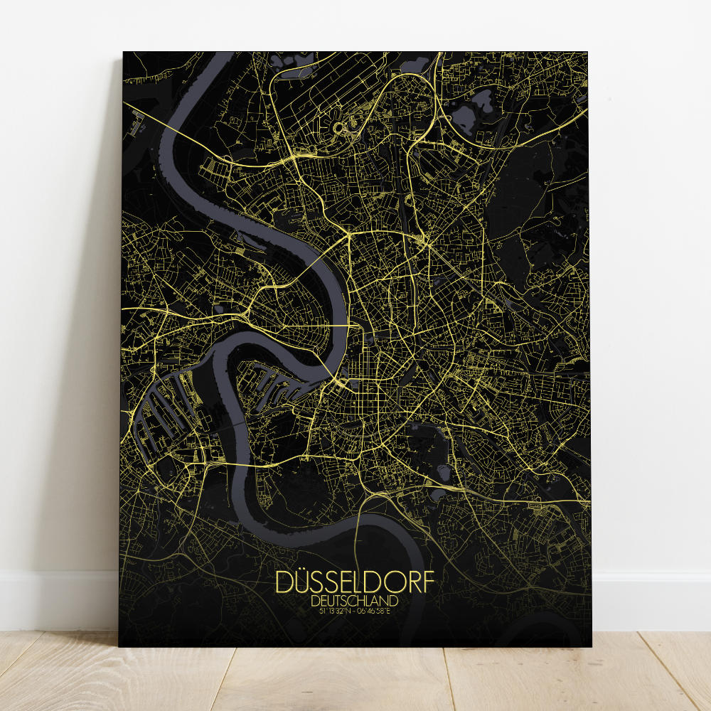Mapospheres Dusseldorf Night Design full page design canvas city map