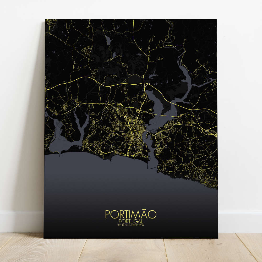 Mapospheres Portimao Night Design full page design canvas city map