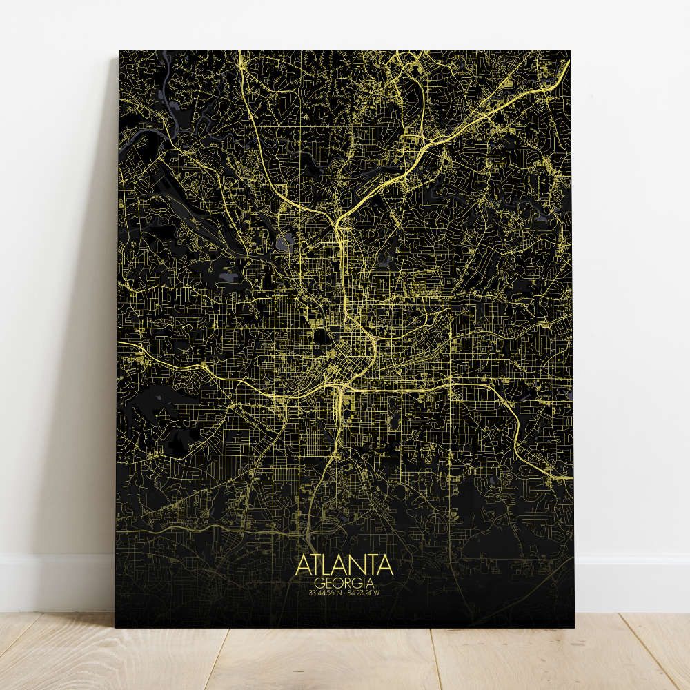 Mapospheres Atlanta Georgia Night Design full page design canvas city map