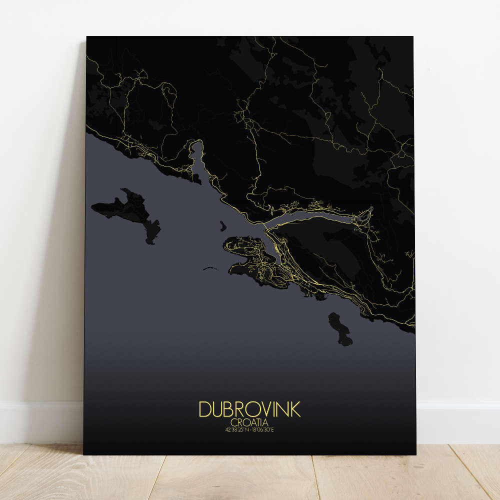 Mapospheres Dubrovnik Night Design full page design canvas city map