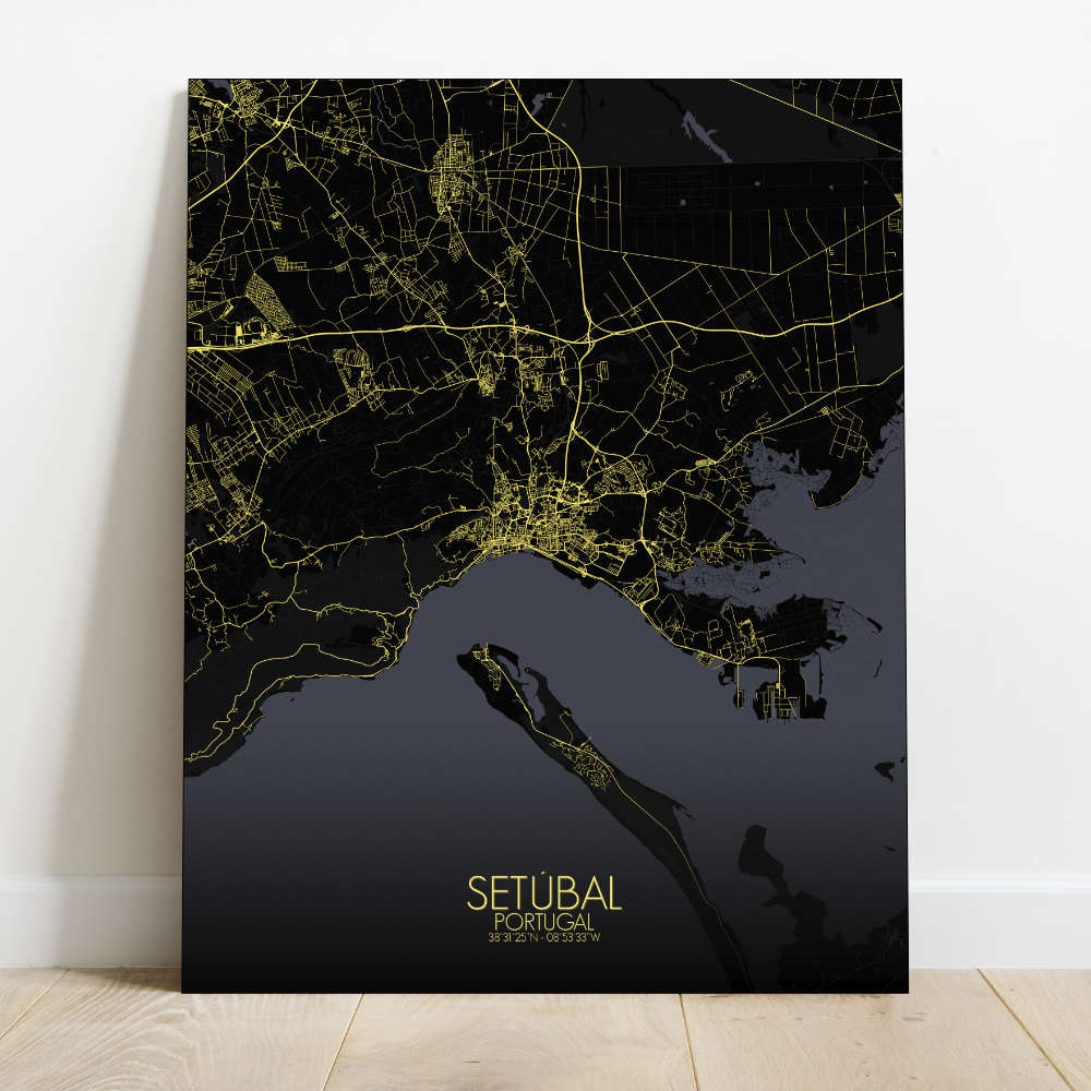 Mapospheres Setubal Night Design full page design canvas city map