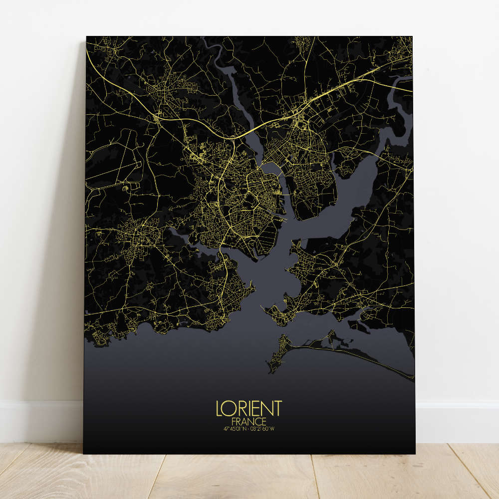 Mapospheres Lorient Night Design full page design canvas city map