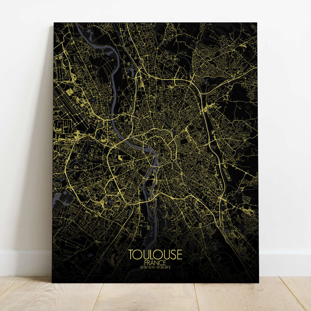 Mapospheres Toulouse Night design full page design canvas city map