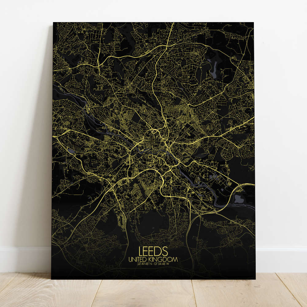 Mapospheres Leeds Night Design full page design canvas city map