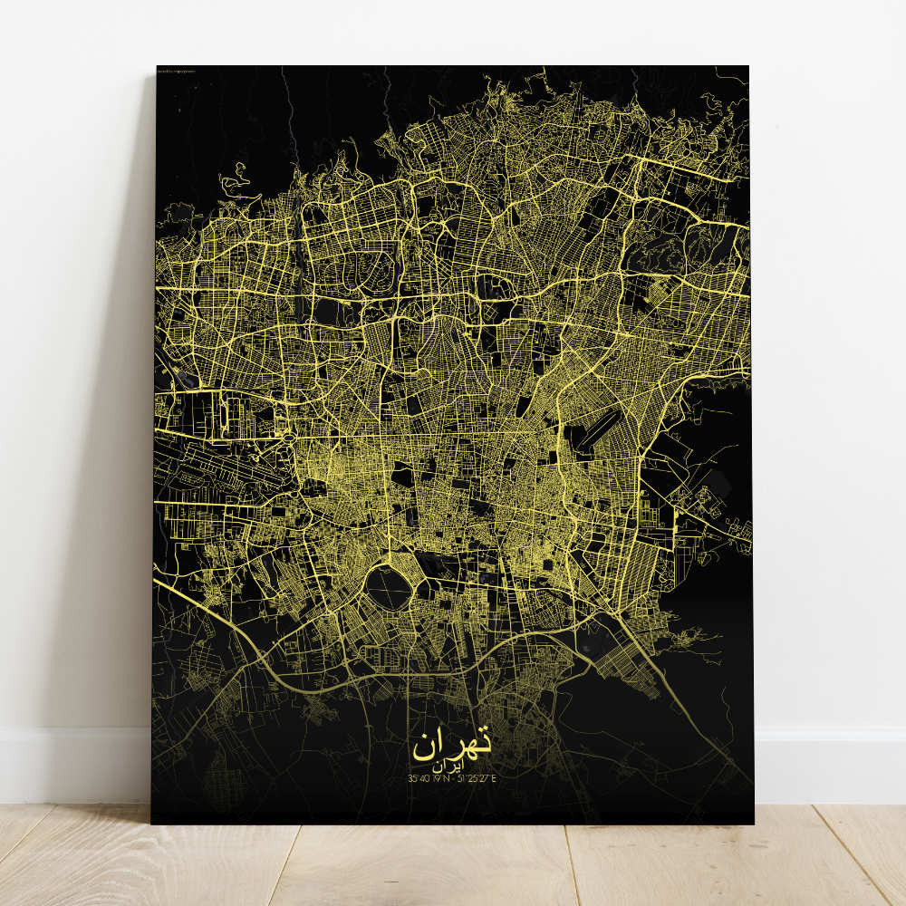 Mapospheres Tehran Night Design full page design canvas city map