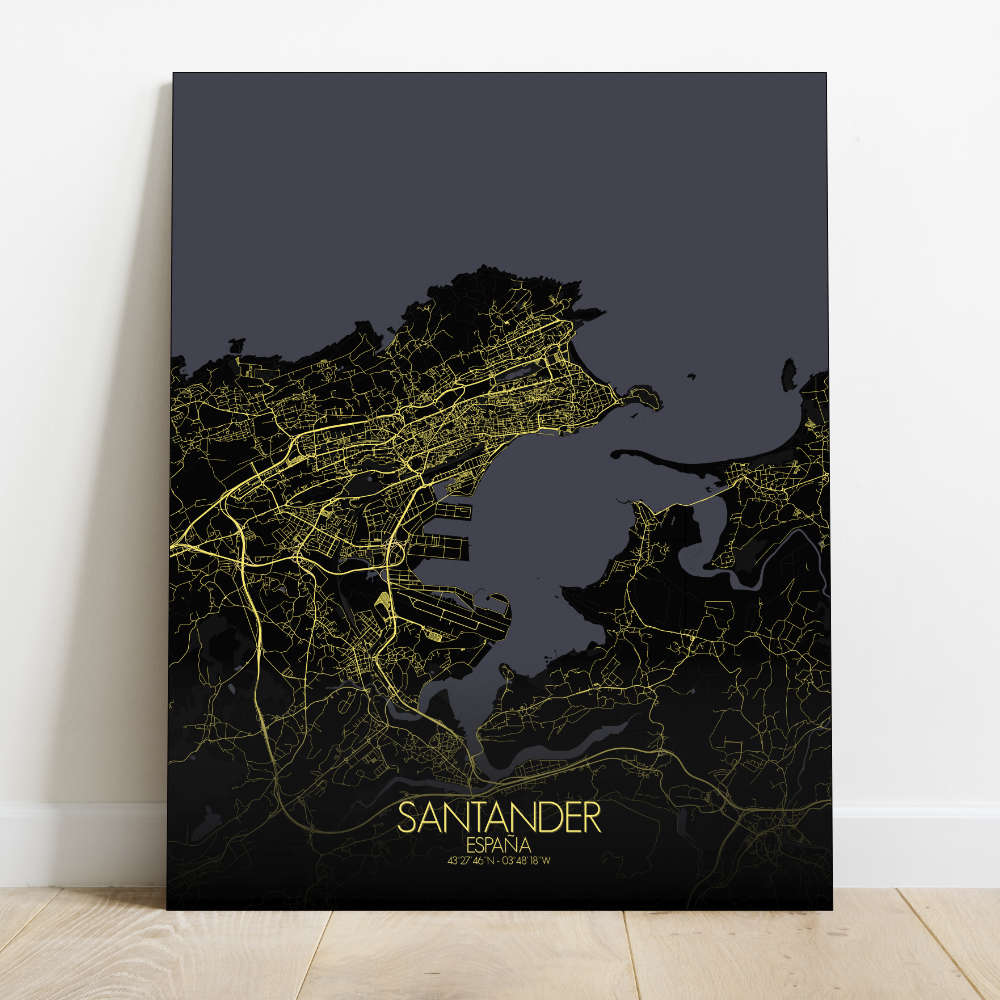 Mapospheres Santander Red dark round shape design canvas city map