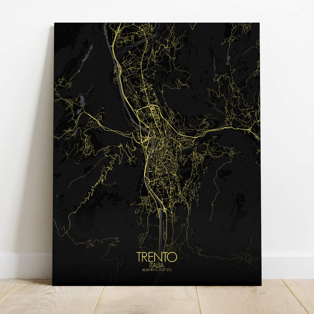 Mapospheres Trento Night Design full page design canvas city map