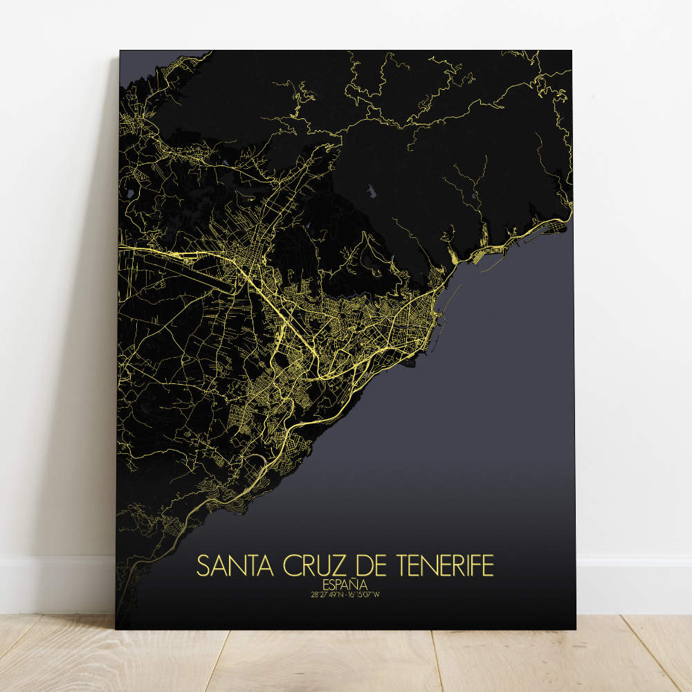 Mapospheres Santa Cruz de Tenerife Night design full page design canvas city map
