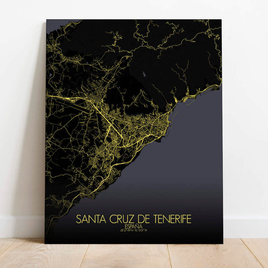 Mapospheres Santa Cruz de Tenerife Night design full page design canvas city map
