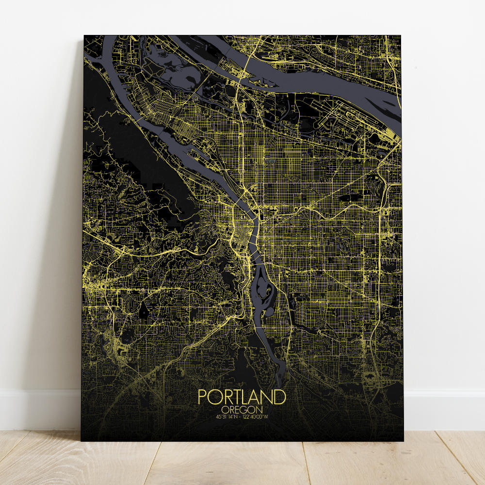 Mapospheres Portland Night Design full page design canvas city map