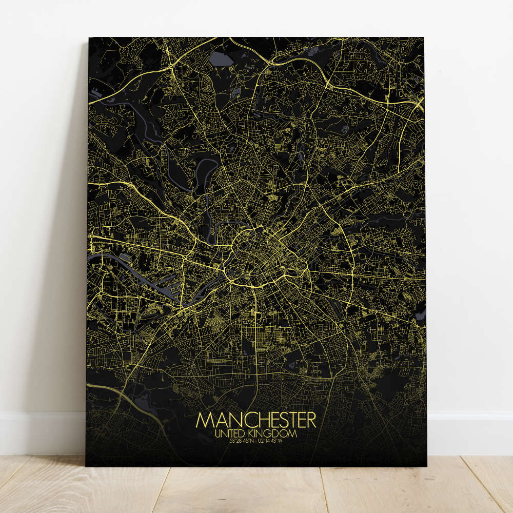 Mapospheres Manchester Night Design full page design canvas city map