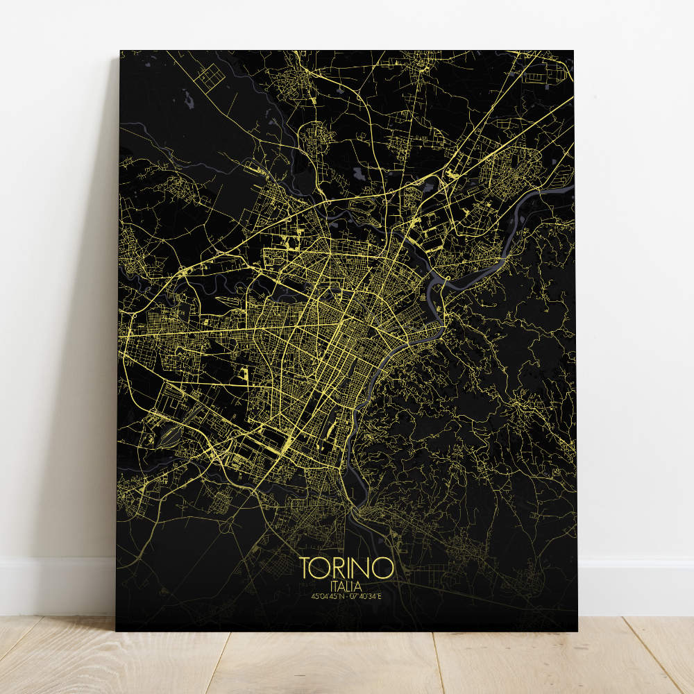 Mapospheres Turin Night Design full page design canvas city map