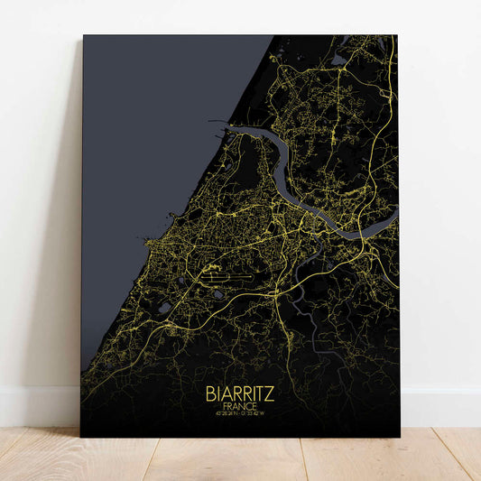 Mapospheres Biarritz Night Design full page design canvas city map