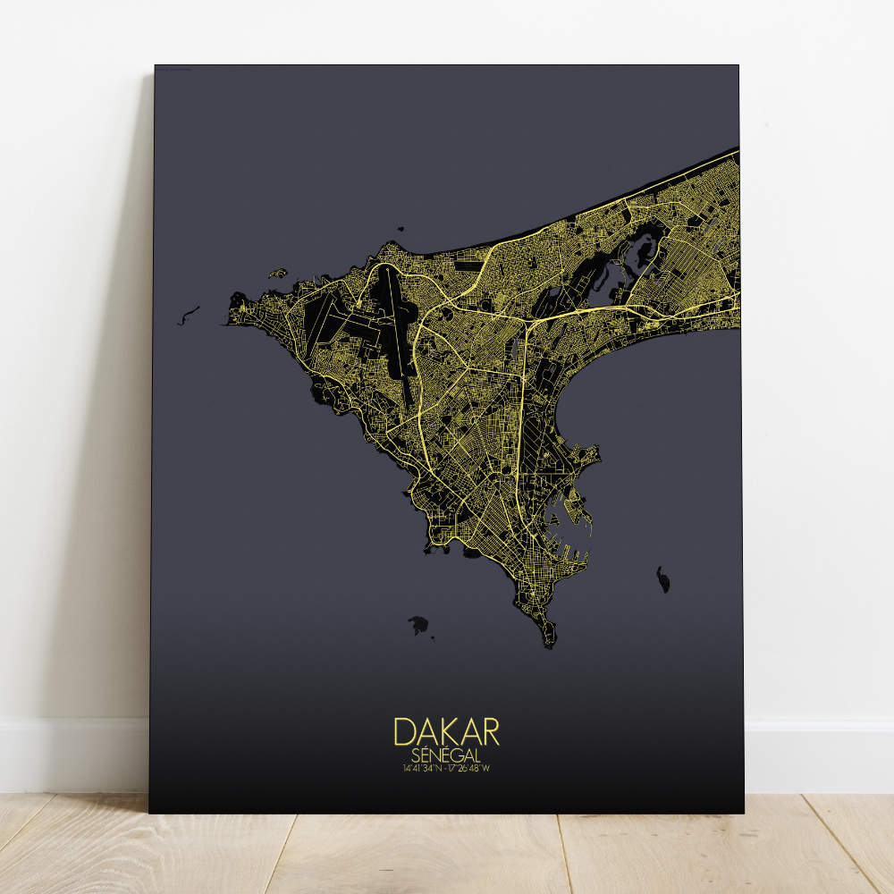 Mapospheres Dakar Night Design full page design canvas city map